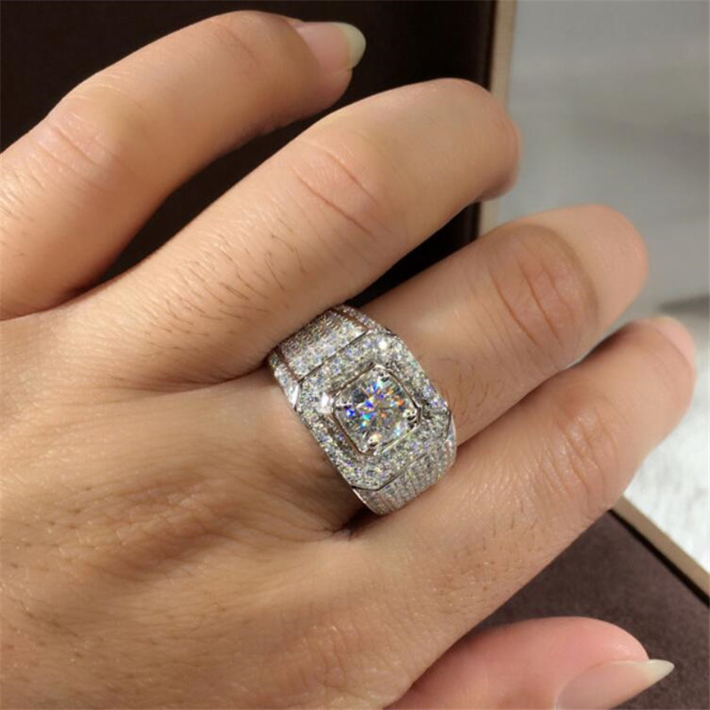 Victoria Wieck Luxury Jewelry 925 Sterling Silver Round Cut White Topaz Pave CZ Diamond Stackable Women Wedding Band Ring For Men Gift