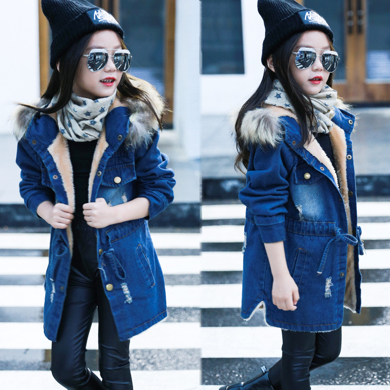 Autumn Winter Denim Jacket For Girls Plus Velvet Hooded Baby Girl Fleece Jacket 3-12 Years Teenagers Parka Coat, Blue
Autumn Winter Denim Jacket For Girls Plus Velvet Hooded Baby Girl Fleece Jacket 3-12 Years Teenagers Parka Coat, Blue