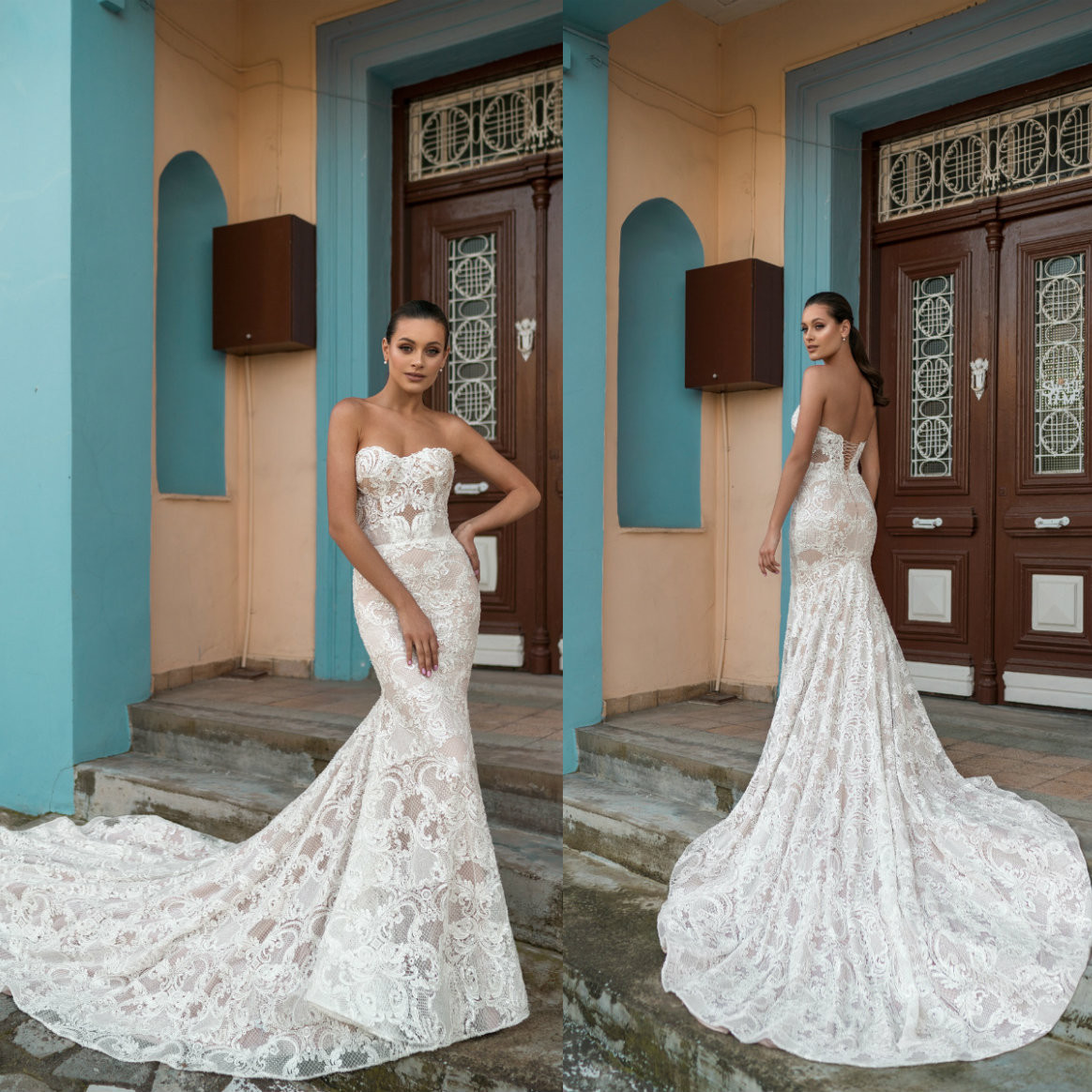 2021 Mermaid Wedding Dresses Sweetheart Lace Appliques Bridal Gowns Custom Made Lace-up Back Sweep Train Beach Robe De Soiree, Champagne
2021 Mermaid Wedding Dresses Sweetheart Lace Appliques Bridal Gowns Custom Made Lace-up Back Sweep Train Beach Robe De Soiree, Champagne