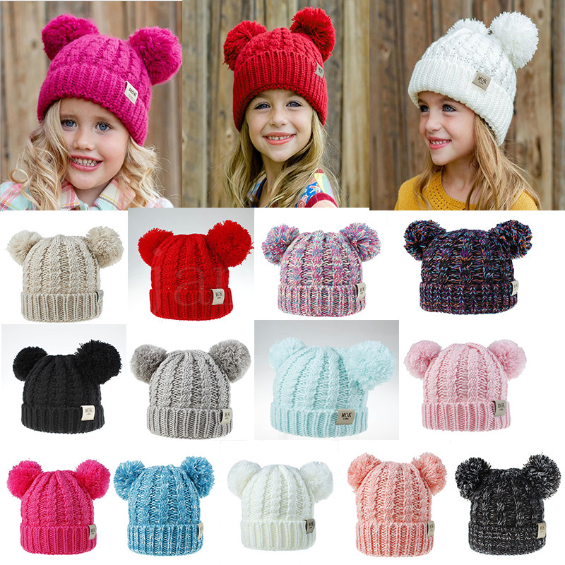 Kid Knit Crochet Beanies Hat Girls Soft Double Balls Winter Warm Hat 13 Colors Outdoor Baby Pompom Ski Caps DA017, Multi
Kid Knit Crochet Beanies Hat Girls Soft Double Balls Winter Warm Hat 13 Colors Outdoor Baby Pompom Ski Caps DA017, Multi