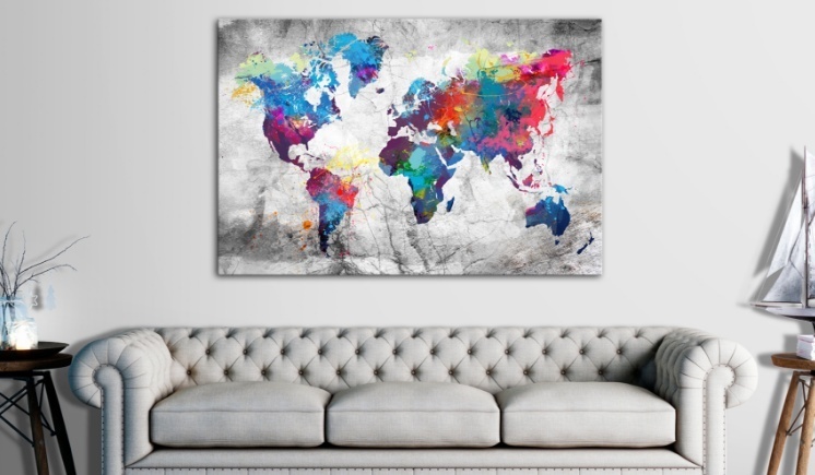Unframed 1 Panel Large HD Printed Canvas Print Painting World Map Home Decoration Wall Pictures for Living Room Wall Art on Canvas