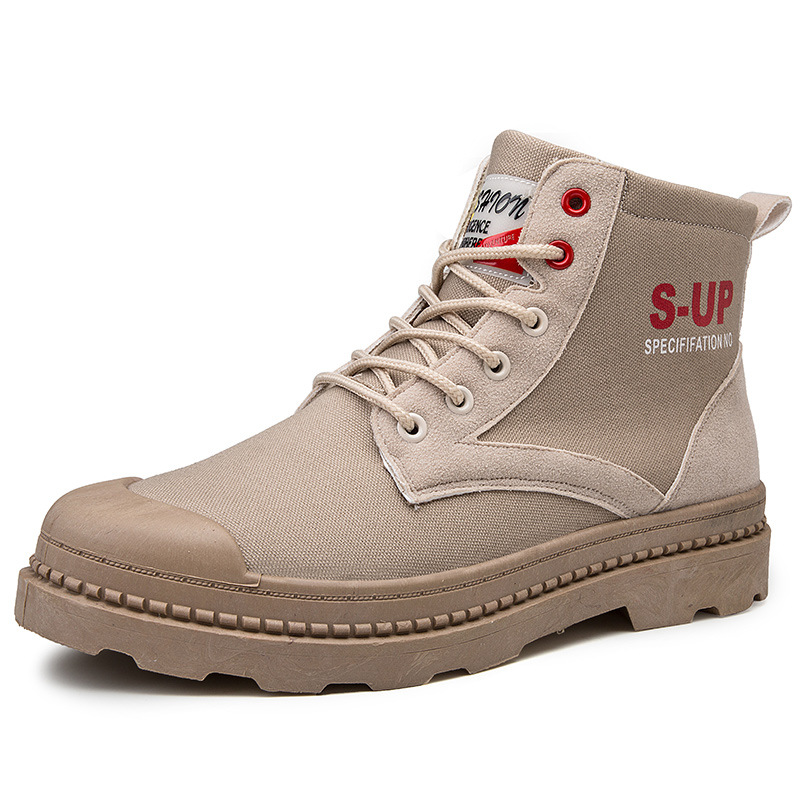 Pop new men's boots in autumn and winter 2019 Vintage high top canvas Martin fashion trend Boots Men's wolf