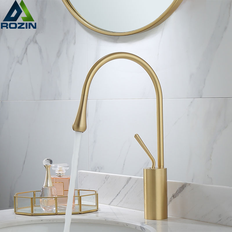 Brushed Golden Basin Faucet Single Lever 360 Rotation Spout Brass Mixer Tap For Kitchen Hot Cold Water Bathroom Basin Water Sink
Brushed Golden Basin Faucet Single Lever 360 Rotation Spout Brass Mixer Tap For Kitchen Hot Cold Water Bathroom Basin Water Sink