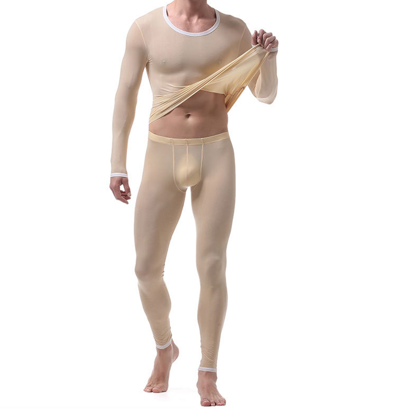 Men Undershirt Thin Ice Silk T-shirts Transparent Long Sleeves Tops Leggings Long John Pants Trousers Set Baselayer Casual Lounge Pajamas, Gray
Men Undershirt Thin Ice Silk T-shirts Transparent Long Sleeves Tops Leggings Long John Pants Trousers Set Baselayer Casual Lounge Pajamas, Gray