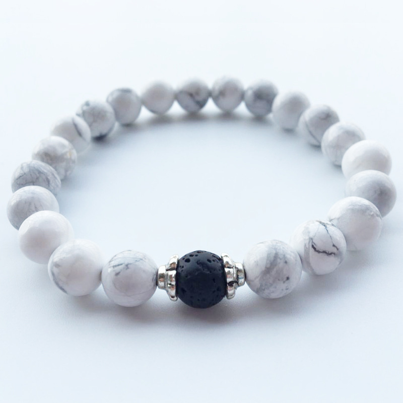Wholesale-Stone Bracelets 2018 Hot New Lava Volcanic Stone White Turquoise Bracelet Wholesale Handmade Beads Bracelets for Men Women Jewelry