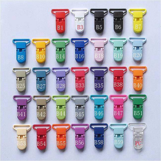 Colored Plastic Suspender Soother Pacifier Holder Dummy Clips 20mm with Gripping Teeth for Infant Baby DIY Accessories