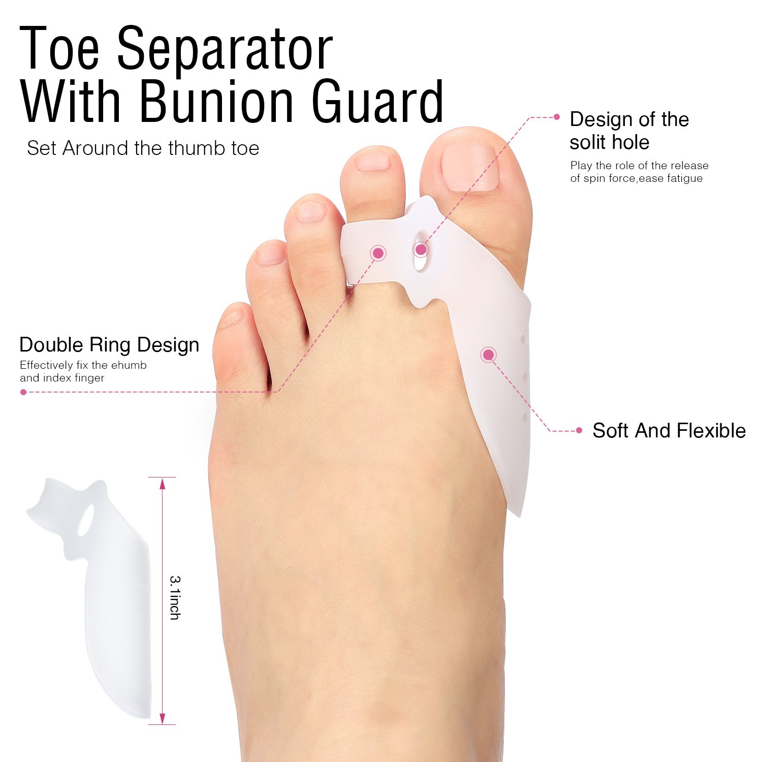 Bunion Corrector Protector Sleeves Kit Foot Treatment for Cure Pain in Big Joint Tailors Hallux Valgus Hammer Separators Spacers - view 7