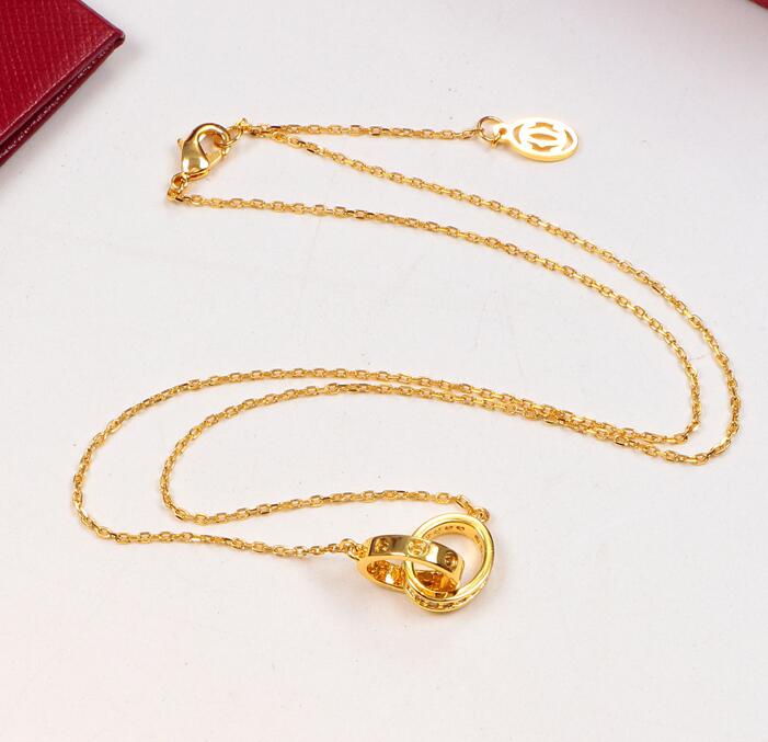 Fashion New Female LOVE Dual Circle Pendant Rose Gold Silver Crystal Necklace for Women Vintage Collar Costume Jewelry with original box set
Fashion New Female LOVE Dual Circle Pendant Rose Gold Silver Crystal Necklace for Women Vintage Collar Costume Jewelry with original box set