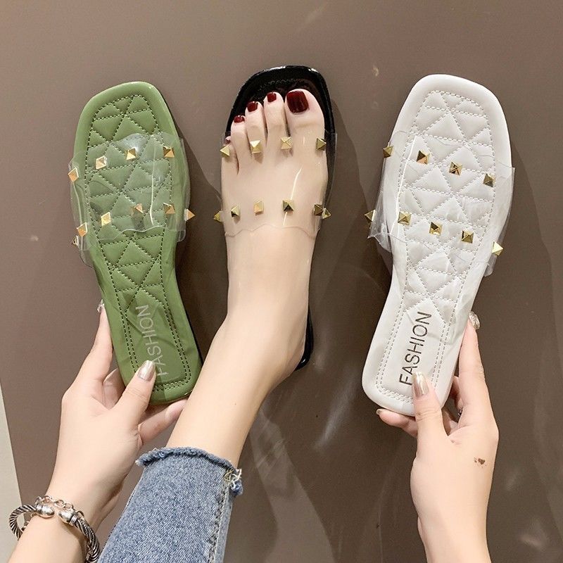 Summer Slippers Women Sandals Shoes Breathable Transparent Rivets Peep Toe Beach Flip Flops Clear Women Outdoor Flat Slipper, Olivine
Summer Slippers Women Sandals Shoes Breathable Transparent Rivets Peep Toe Beach Flip Flops Clear Women Outdoor Flat Slipper, Olivine