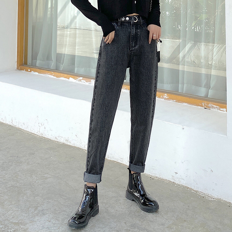 Women's Jeans Denim Women With Retro Waisted Jean Haren Pants In Regular Fit Ankle-length High Waist Womens Streetwear Blue
