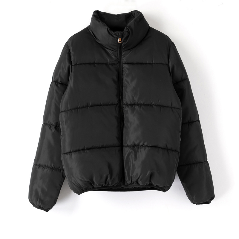 Women Winter Short Parkas Fashion Down Cotton Jacket Black Solid Standard Collar Bubble Coat 2019 Autumn Female Puffer Jackets