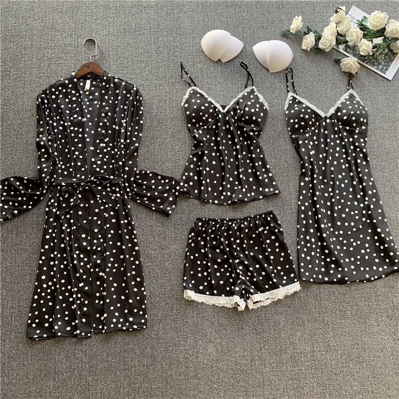 JRMISSLI Women's 4 Pieces Pajamas Set Sexy Silk Stain Pajama Sets Ladies Sleepwear Sleep Wear Pyjamas Nighties Top Robe
JRMISSLI Women's 4 Pieces Pajamas Set Sexy Silk Stain Pajama Sets Ladies Sleepwear Sleep Wear Pyjamas Nighties Top Robe