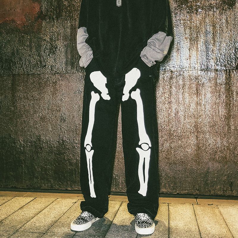 Men's Jeans Men Reflective Bone Patterns Loose Casual Wide Leg Male Streetwear Hip Hop Punk Gothic Harem Denim Pants Trousers, Blue
Men's Jeans Men Reflective Bone Patterns Loose Casual Wide Leg Male Streetwear Hip Hop Punk Gothic Harem Denim Pants Trousers, Blue