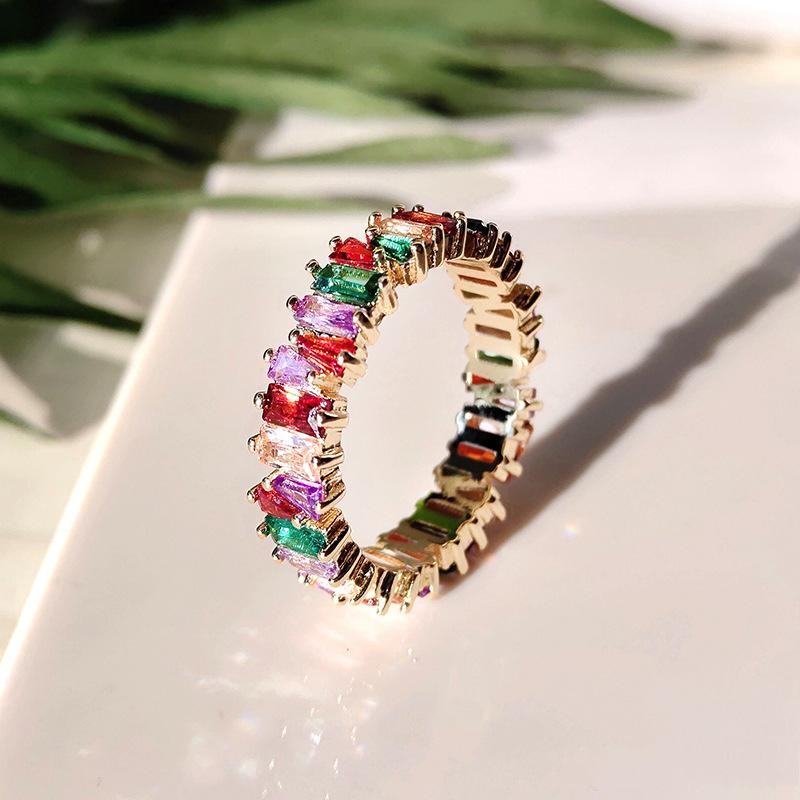 Multi Style Irregular Ring Vintage Fashion Jewelry 925 Sterling Silver&Rose Gold Fill Rainbow Gemstones CZ Diamond Women Wedding Band Ring