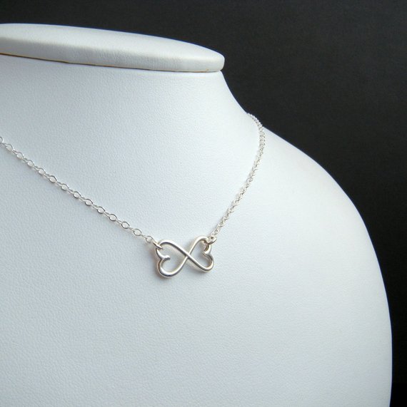 30PCS Outline Open Two Love Hearts Necklaces Geometric Wire Wrapped Horizontal 2 Double Heart Infinite Infinity Necklaces for Women