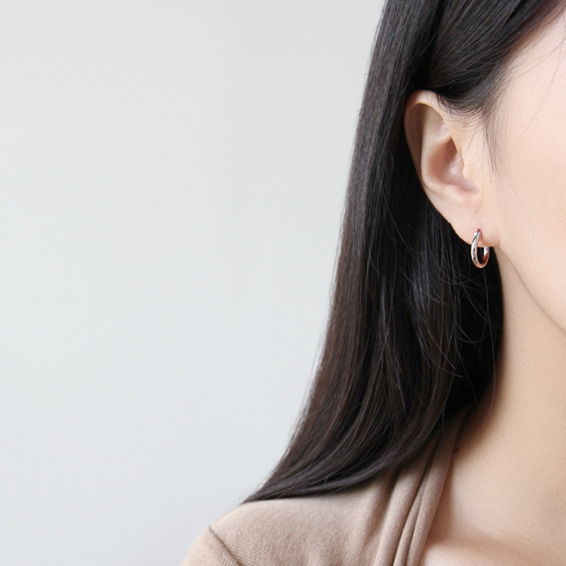 925 Sterling Silver Hoop Earring Round Circle Loop Earrings For Women Simple Silver Geometric Earring Brincos de Prata