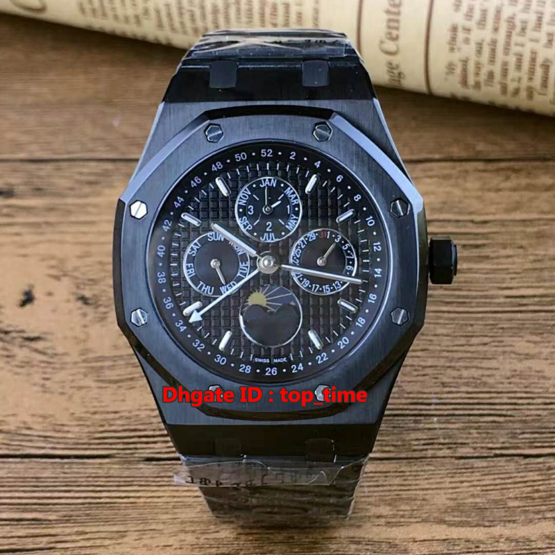 Hot 8 style High Quality Watch 41mm Perpetual Calendar Black PVD Automatic Mens Watch 26579CE Black Dial Stainless Steel Strap Gents Watches
Hot 8 style High Quality Watch 41mm Perpetual Calendar Black PVD Automatic Mens Watch 26579CE Black Dial Stainless Steel Strap Gents Watches