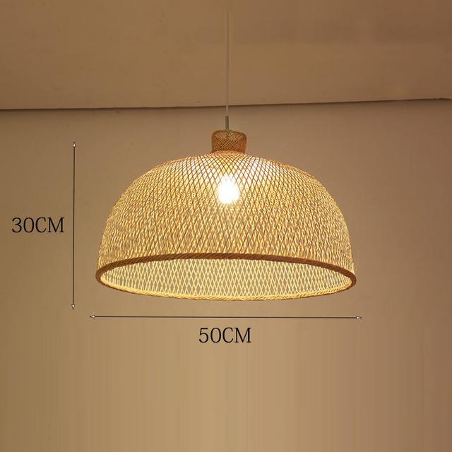 New Chinese Lantern Hotel Tea Staircase Hotel LED Bamboo Pendant Lights Hand Rattan Weaving Wood Pendant Lamp Lighting Luminaire