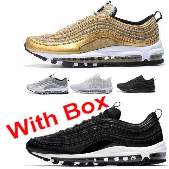 Running Shoes 97 SILVER BULLET Triple Black OG QS Metallic Silver Gold Nero Argento 97 Scarpe Da Ginnastica Classico Taglia Men Women Shoe, Color-4
Running Shoes 97 SILVER BULLET Triple Black OG QS Metallic Silver Gold Nero Argento 97 Scarpe Da Ginnastica Classico Taglia Men Women Shoe, Color-4