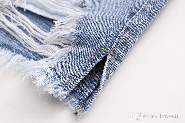 High-quality denim shorts 2020 summer new European and American high-waisted split ass hole cowboy shorts women beachpants