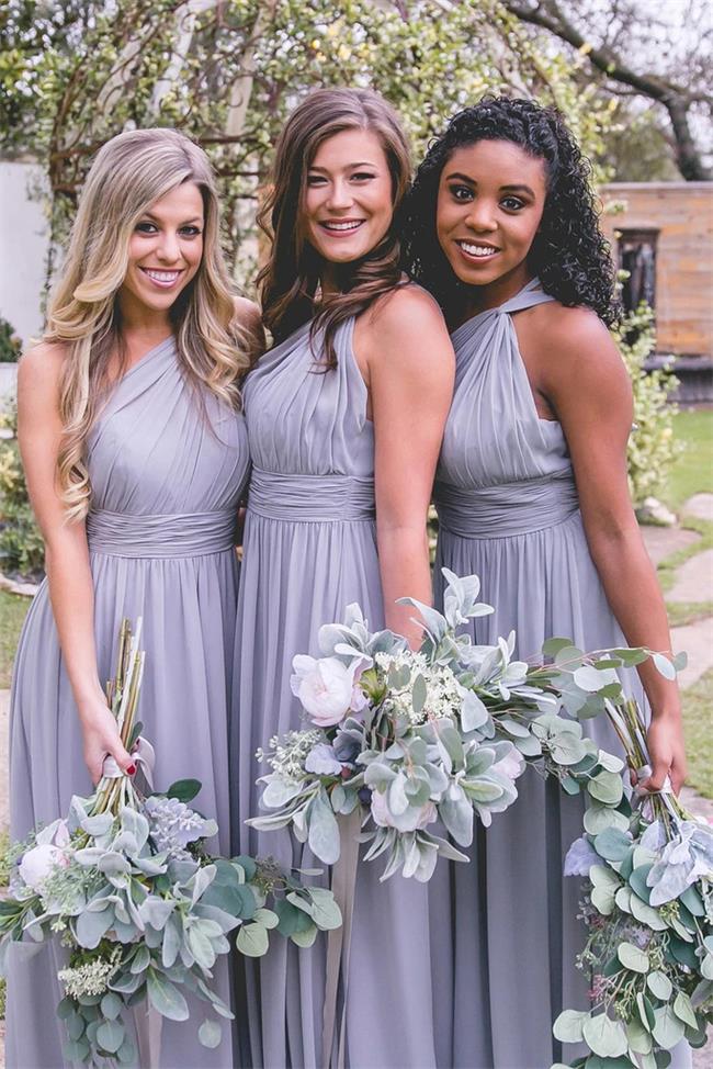 New Blush Pink Bridesmaid Dresses Long Chiffon Formal Dress One Shoulder Maid of Honor Gowns Bridesmaids Robes Plus Size Wedding Guest Dress