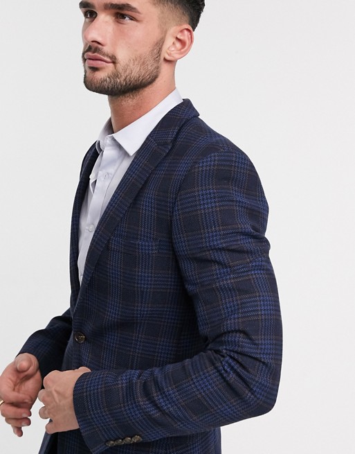 New Fashion Plaid Men's Suit Wedding Tuxedo Formal Slim Fit Two Button Groom Prom Dinner Blazer Suits(Jacket+Pants)