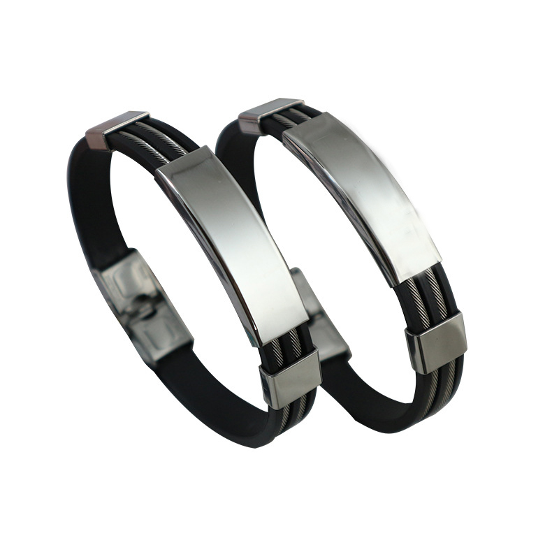 Cuff Trendy Sporty Silicone Male Charm Bracelets Silver Stainless Steel Wire Open Men Women Bangles Pulsera
Cuff Trendy Sporty Silicone Male Charm Bracelets Silver Stainless Steel Wire Open Men Women Bangles Pulsera