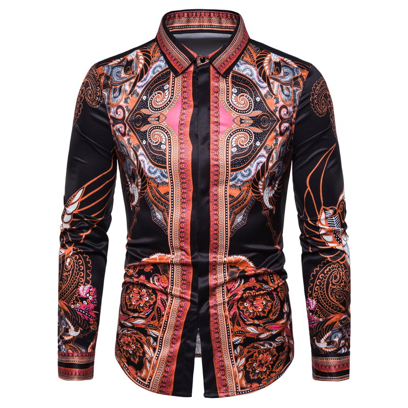 Mens Designer Brand Floral Shirt Slim Long Sleeve Camisa Baroque Slim Party Shirt Print Men's Shirt Fashion Club Clothing, As pic 
Mens Designer Brand Floral Shirt Slim Long Sleeve Camisa Baroque Slim Party Shirt Print Men's Shirt Fashion Club Clothing, As pic