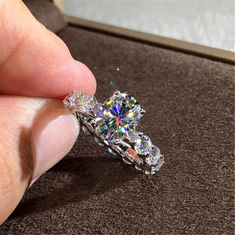 Luxury Jewelry 925 Sterling Silver Oval Cut White Topaz CZ Diamond Gemstones Women Wedding Engagement Party Bridal Ring For Lovers' Gift