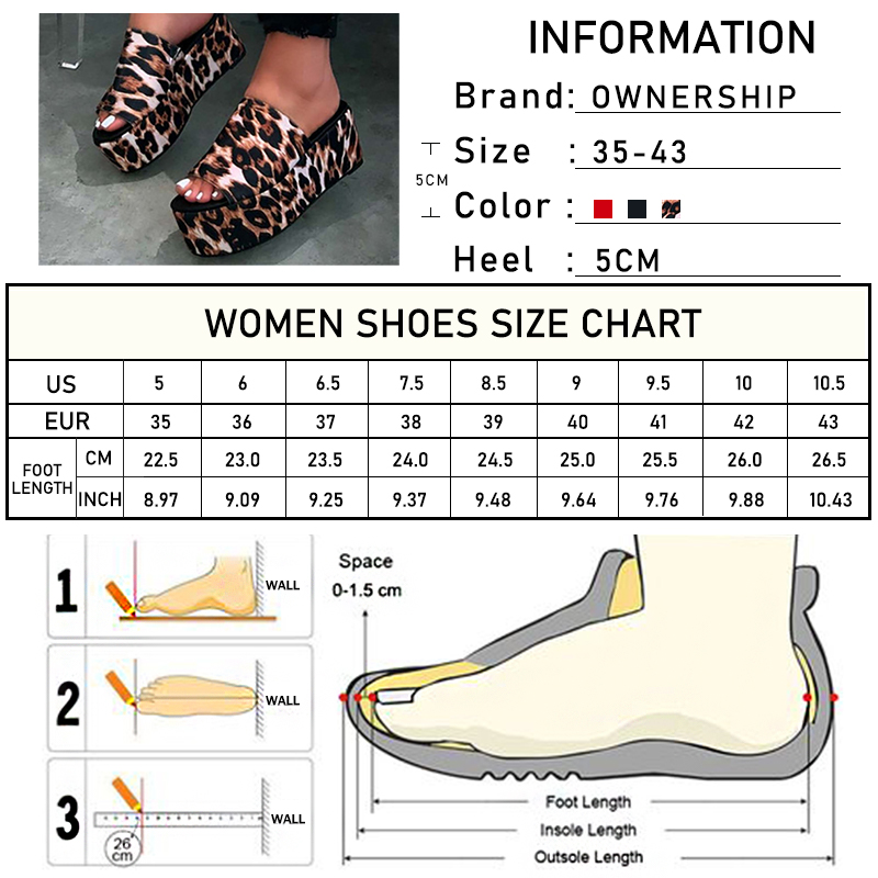 2020 Summer Woman Slippers Women Platform Leopard Slides Female High-Heeled Flat Non-Slip Beach Waterproof Shoes Plus Size1