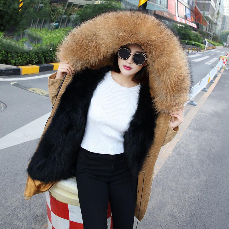 Real fur liner corduroy coats women' natural raccoon dog fur collar hooded jackets woman parkas 2018 autumn winter, Beige
Real fur liner corduroy coats women' natural raccoon dog fur collar hooded jackets woman parkas 2018 autumn winter, Beige