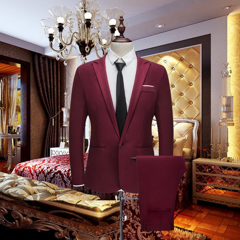VERTVIE 2018 Brand Men Suit Fashion Solid Suit Casual Slim Fit 2 Pieces Mens Wedding Suits Jackets Male Plus Size 3XL