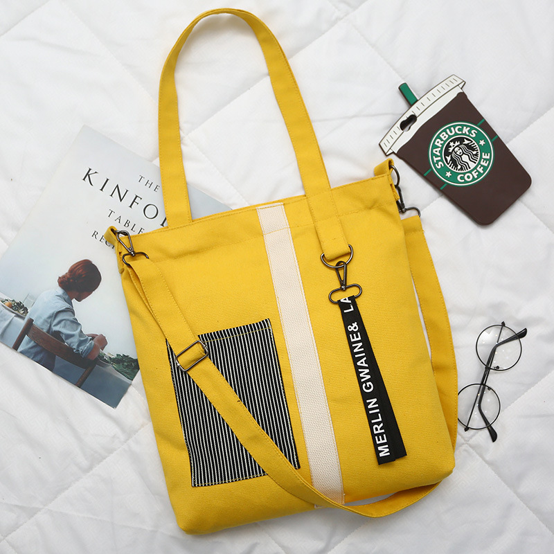 Stylish Canvas Bag Original Letter Ribbon Women Korean Shopping Bag Girl Patchwork Single Shoulder Leisure Female Totes, Yellow
Stylish Canvas Bag Original Letter Ribbon Women Korean Shopping Bag Girl Patchwork Single Shoulder Leisure Female Totes, Yellow