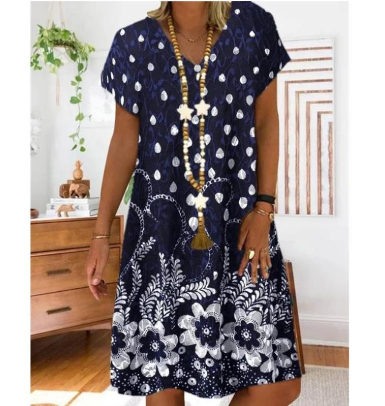 2020 V-neck Striped Dots Print Party Dress Women Spring Summer Short Sleeve Dress Elegant Plus Size Patchwork Casual Dresses, Style5
2020 V-neck Striped Dots Print Party Dress Women Spring Summer Short Sleeve Dress Elegant Plus Size Patchwork Casual Dresses, Style5