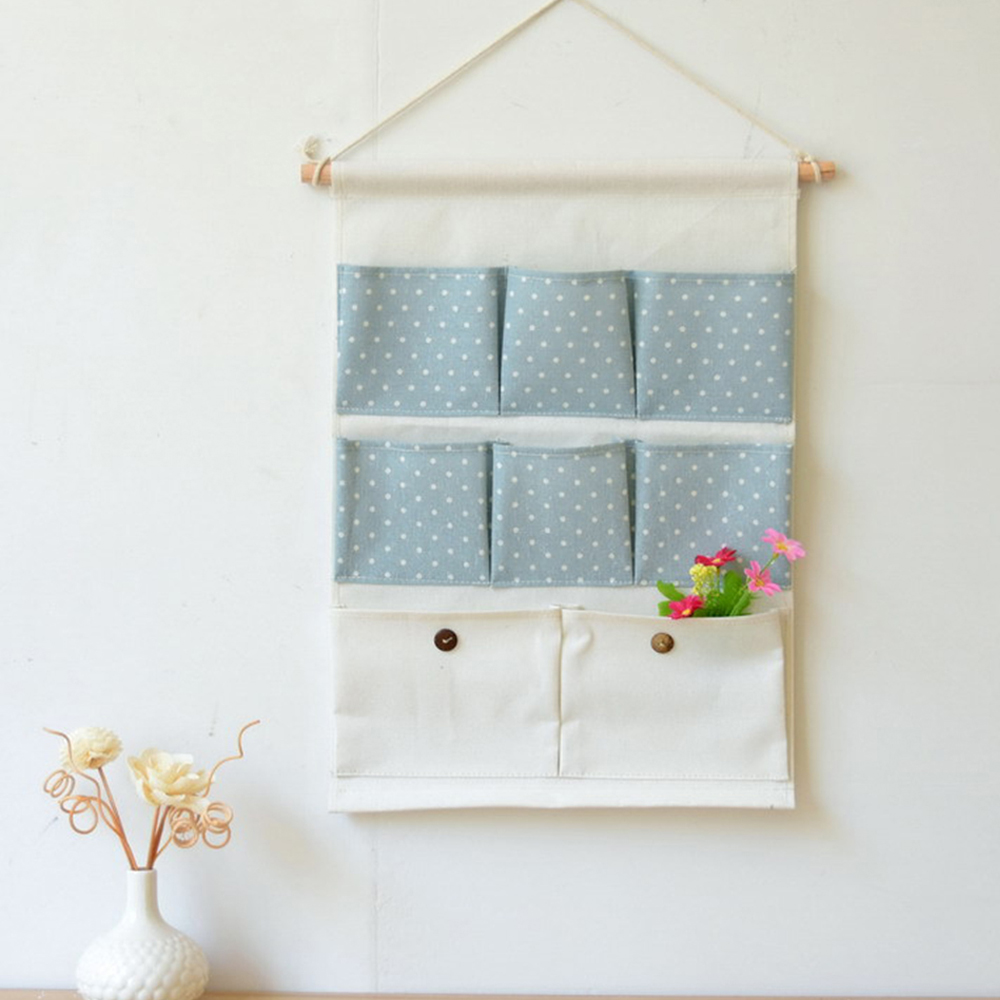 Fresh small dot cotton and linen hanging bag multi-layer multi-functional storage bag behind the bedroom door wall storage, Wave point
Fresh small dot cotton and linen hanging bag multi-layer multi-functional storage bag behind the bedroom door wall storage, Wave point