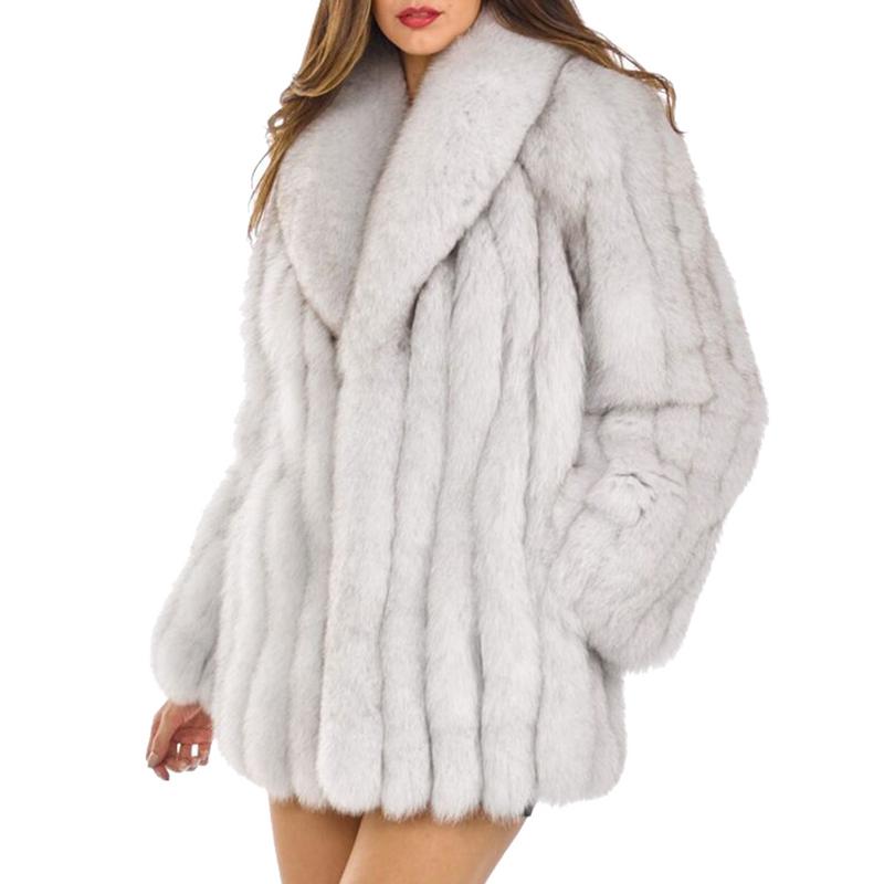 Autumn And Winter Faux Fur Coat Women Fashion Temperament Keep Warm Coat Long Sleeve Long Section Fur Faux