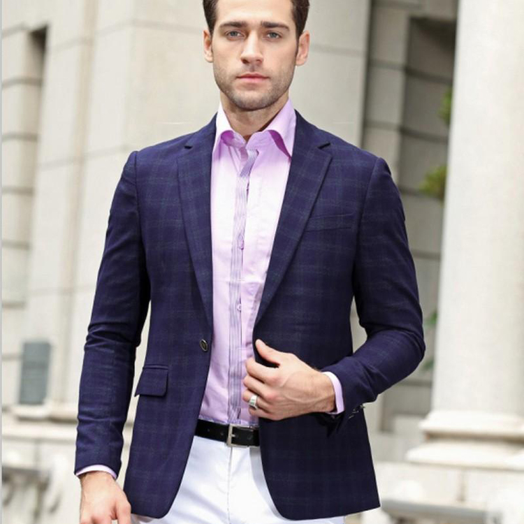 New Arrival Classic Plaid Wedding Tuxedos One Button Slim Fit Groom Jacket Formal Prom Party Best Men Blazer