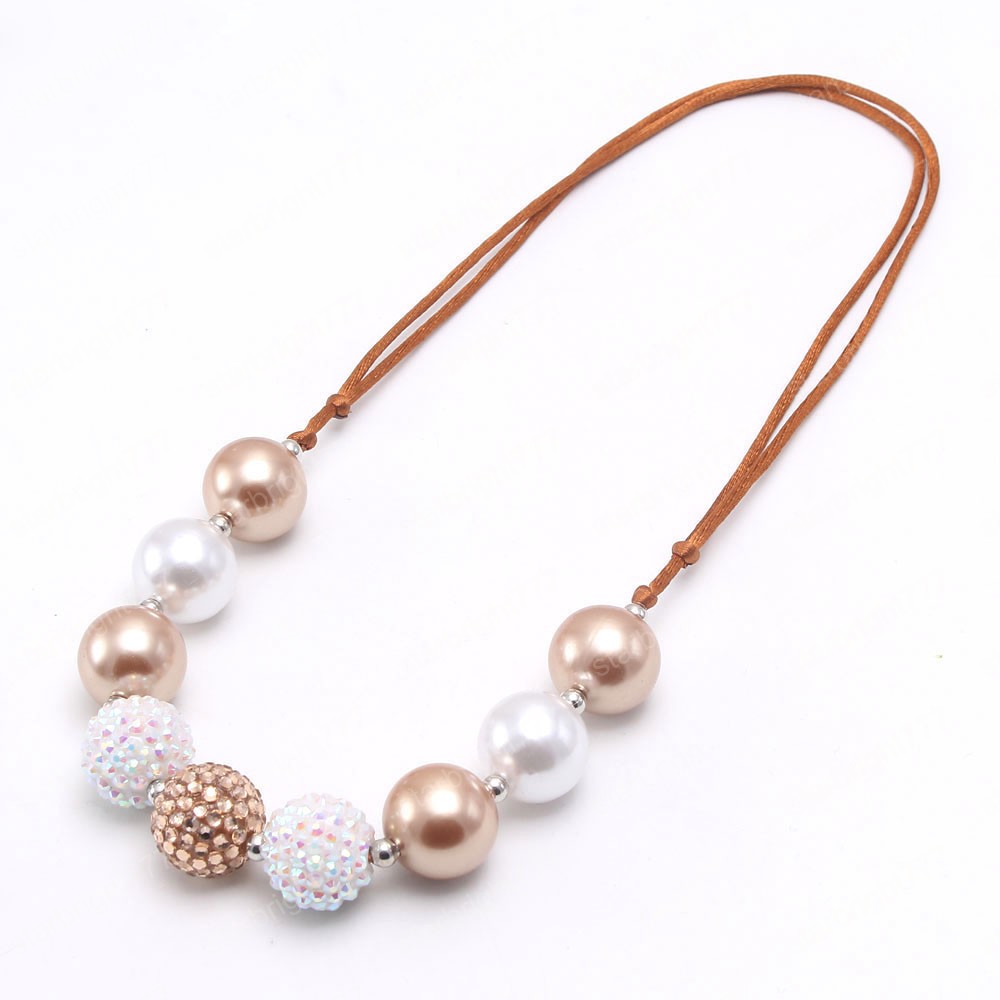 baby kids bubblegum beads necklace with adjustable rope chain fashion girls chunky jewelry choker for party hot sale
