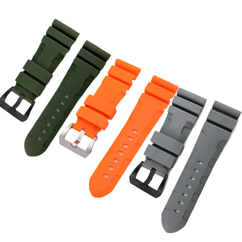 24 26mm (Buckle 22mm) Men Watch Bands Black Grey Orange Green Diving Silicone Rubber Strap Sport Bracelet Stainless Steel Pin Buckle For Panerai LUMINOR
24 26mm (Buckle 22mm) Men Watch Bands Black Grey Orange Green Diving Silicone Rubber Strap Sport Bracelet Stainless Steel Pin Buckle For Panerai LUMINOR