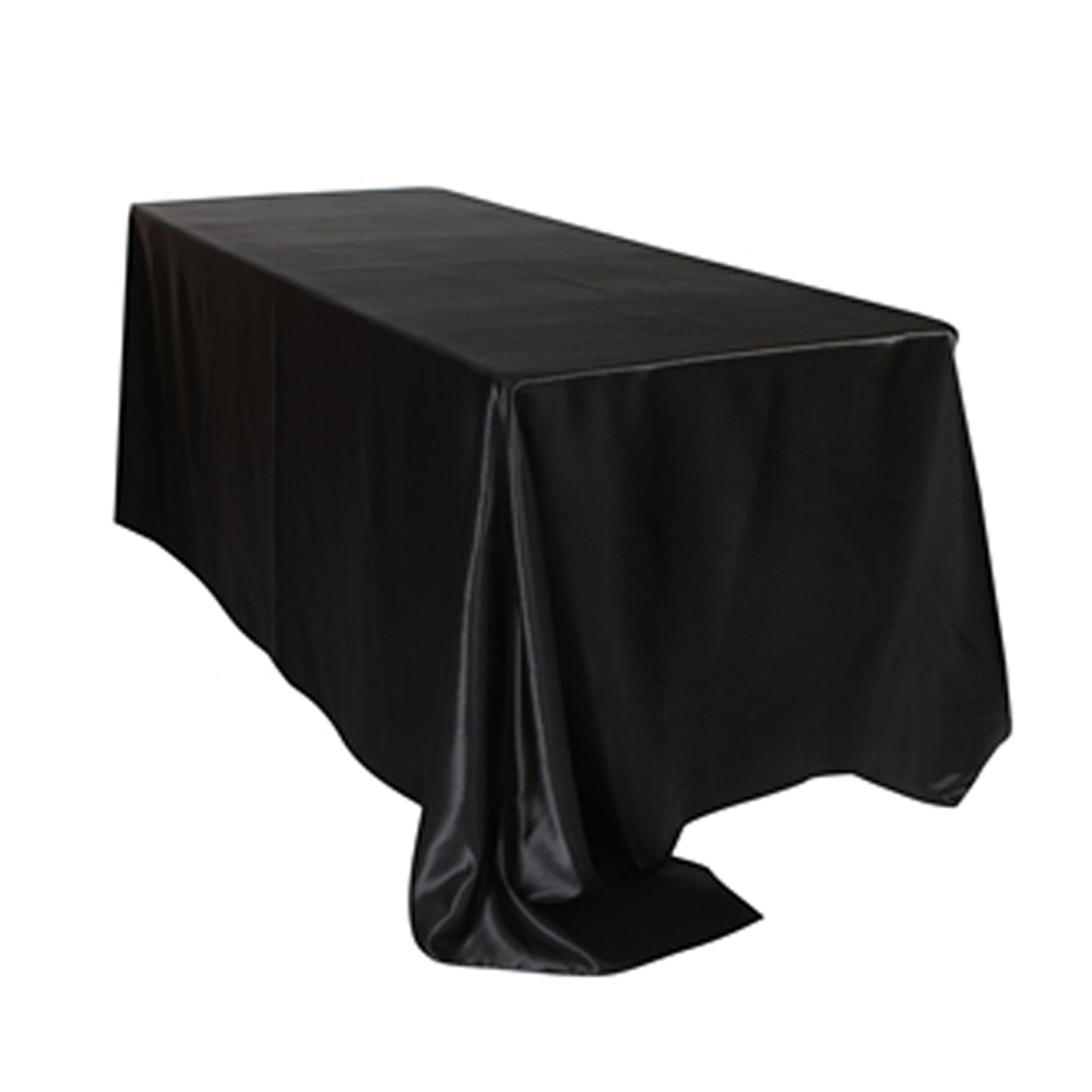 145x320cm White/Black Tablecloths Table Cover Rectangular Satin Tablecloth for Wedding Birthday Party Hotel Banquet Decoration