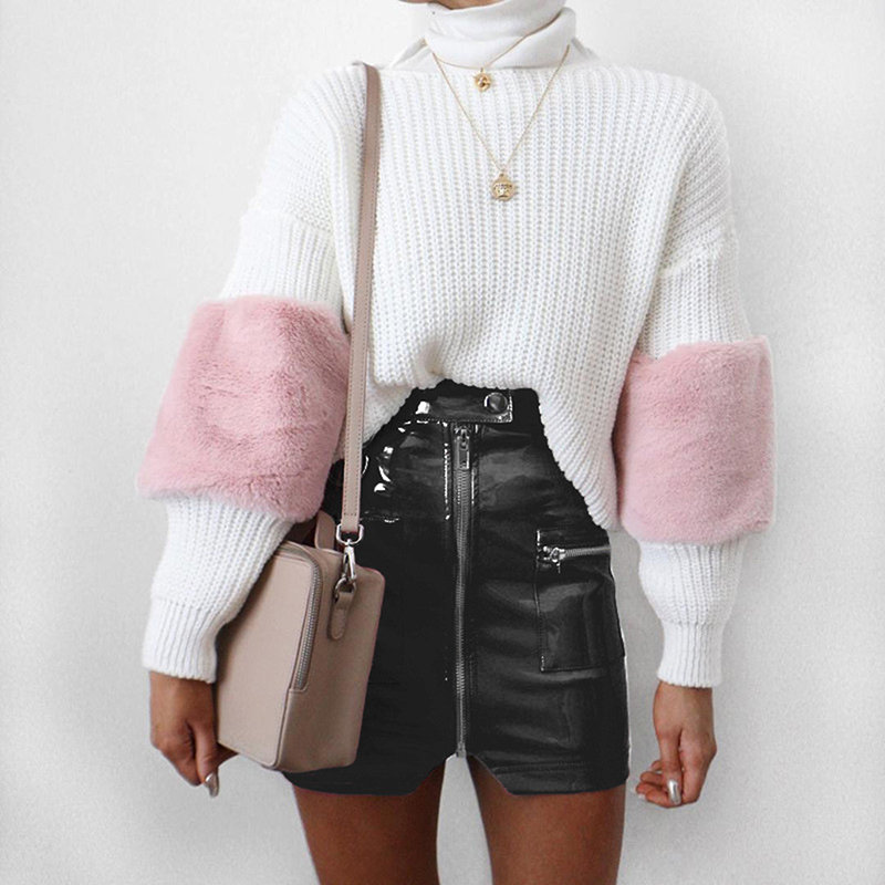 Elegant Skirt Women Faux Leather High Waist Pencil Skirts High Quality Pink Button Sexy Party Slim Split Zipper Mini Skirt1