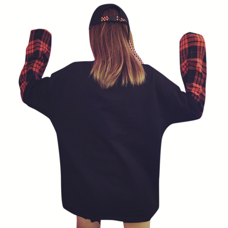 New Fshion Plaid Stitching Fake Two-piece Set Hip Hop Loose Long-sleeved Tops Women O-Neck T-shirts
New Fshion Plaid Stitching Fake Two-piece Set Hip Hop Loose Long-sleeved Tops Women O-Neck T-shirts