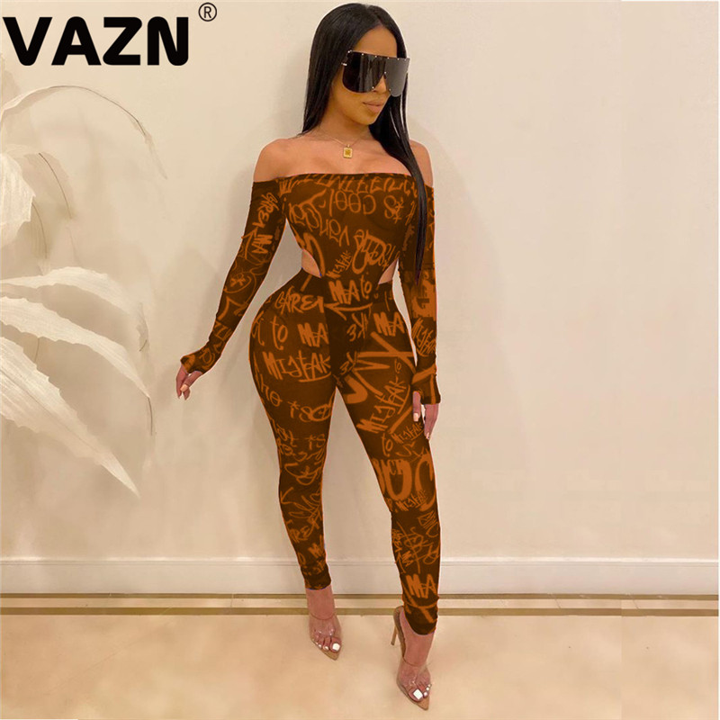 VAZN New Arrival Fashion Mujer 2020 Set Letter Print Sexy Off Shoulder Tops Full Pants 2 Pieces Set Night Club Young Lady Sets, Brown
VAZN New Arrival Fashion Mujer 2020 Set Letter Print Sexy Off Shoulder Tops Full Pants 2 Pieces Set Night Club Young Lady Sets, Brown