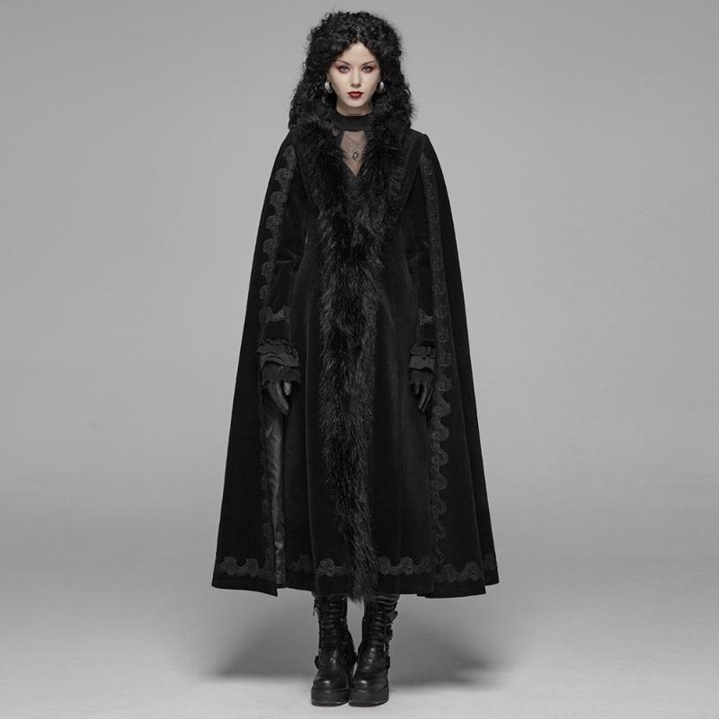 PUNK RAVE WOMEN Gothic Vintage Gorgeous Long Coat Sleeves,cloak shape,imitation furry strips on front centre WY1035, Black
PUNK RAVE WOMEN Gothic Vintage Gorgeous Long Coat Sleeves,cloak shape,imitation furry strips on front centre WY1035, Black