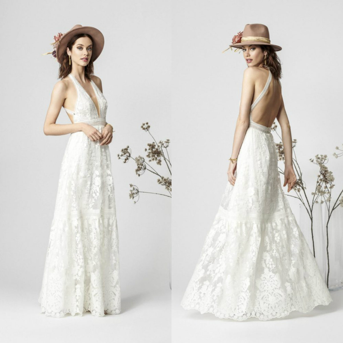 Sexy Wedding Dresses Halter Backless Applique Sleeveless Custom made A Line Wedding Gowns Sweep Train Bridal Gowns