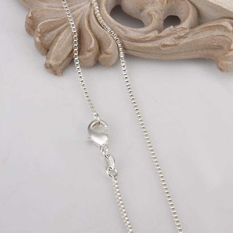 1mm Box Chains Necklaces Women Men 925 Sterling Silver Lobster Clasp Chain fit Pendant Fashion DIY Jewelry Accessories 16 18 20 22 24Inches