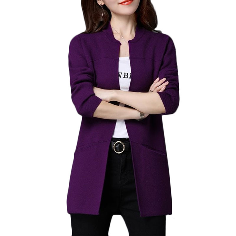 Spring Autumn Plus size Sweater Women Jacket Coat Loose Long knitt Cardigan Women's Shawl Low Round neck Cardigan Sweater A335 LY191210