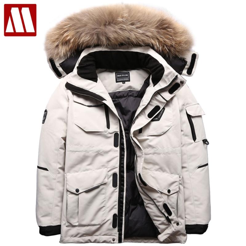 Men's Down & Parkas -40 Degrees White Duck Jackets Thick Winter Big Real Fur Collar Warm Parka Male Hooded Waterproof Windproof Coat