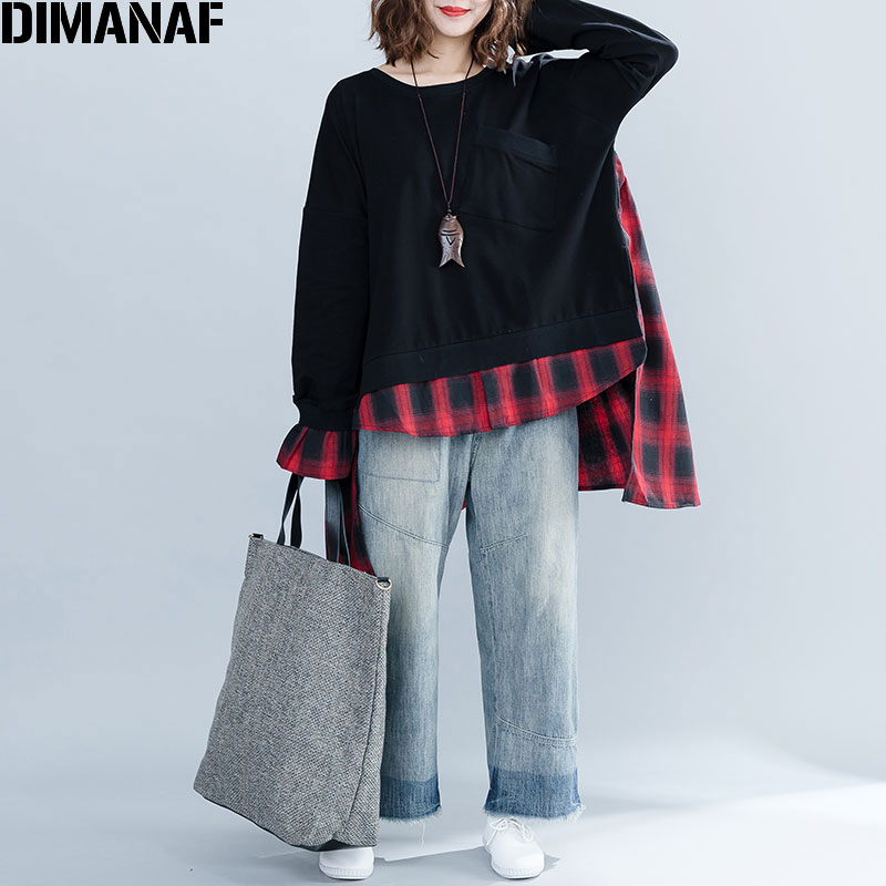 DIMANAF 2020 Plus Size Women Hoodies Sweatshirts Autumn Female Lady Patchwork Red Black Plaid O-Neck Pullovers Cotton Loose Tops
DIMANAF 2020 Plus Size Women Hoodies Sweatshirts Autumn Female Lady Patchwork Red Black Plaid O-Neck Pullovers Cotton Loose Tops