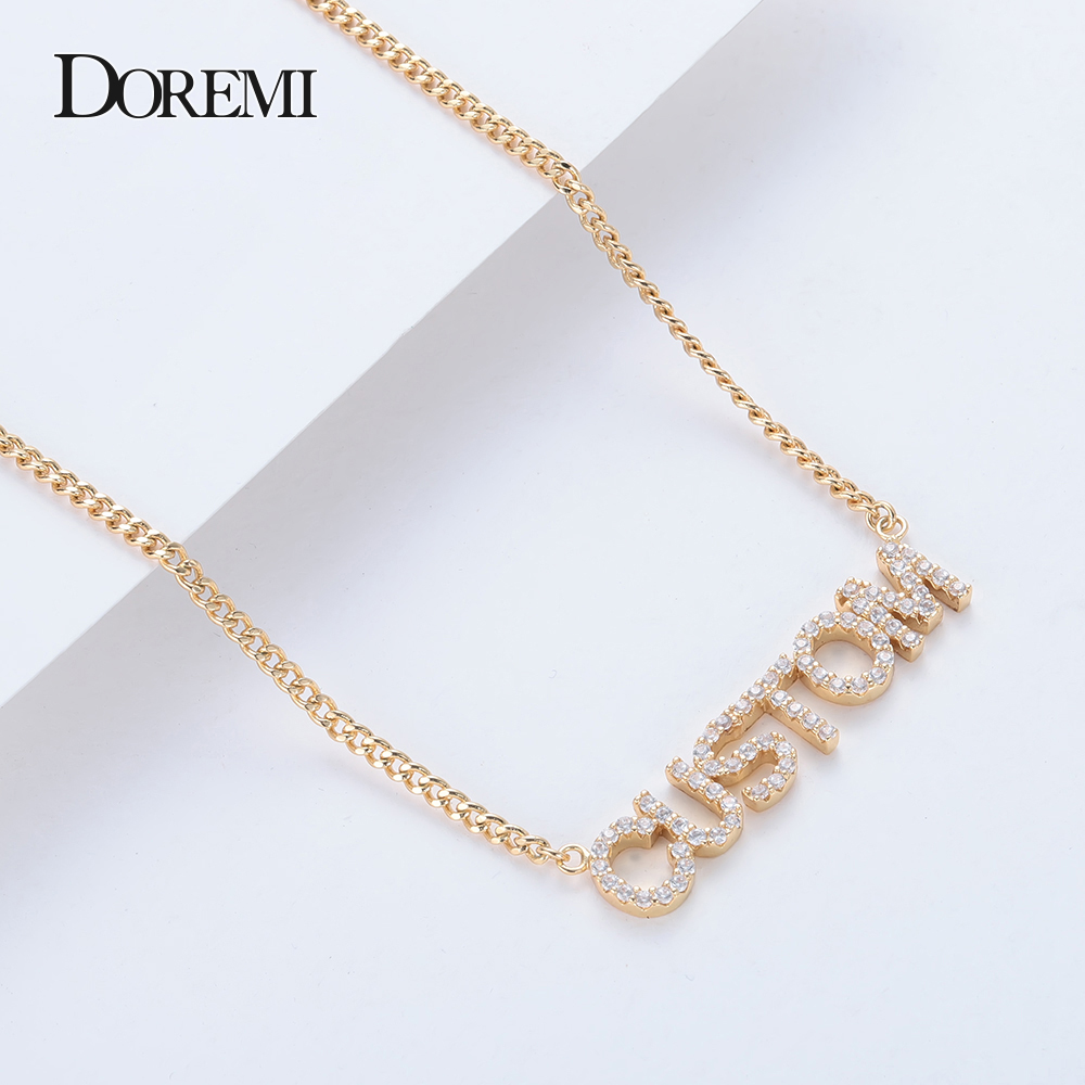 DOREMI Crystal Pendant Letters Necklace for Women Custom Jewelry Custom Name Necklaces Numbers Personalized Zirconia Pendant